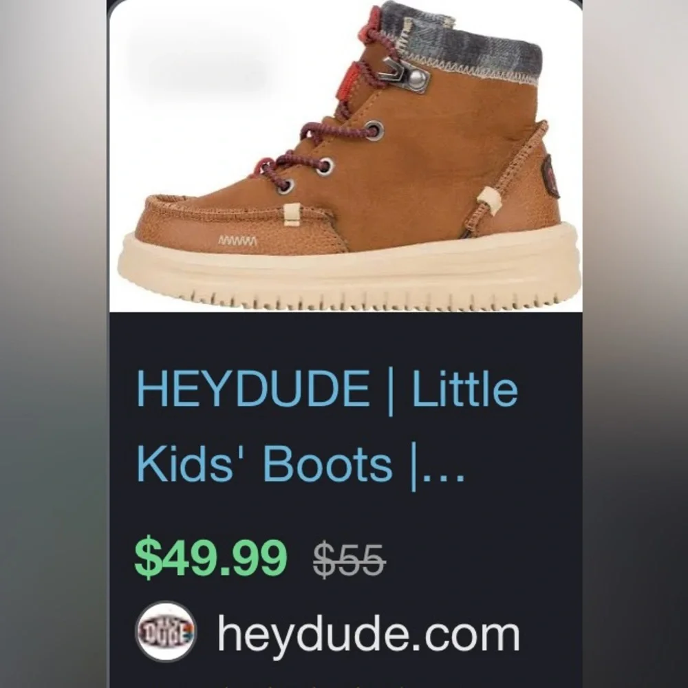 Hey Dude Tan and Gray Kids Boots